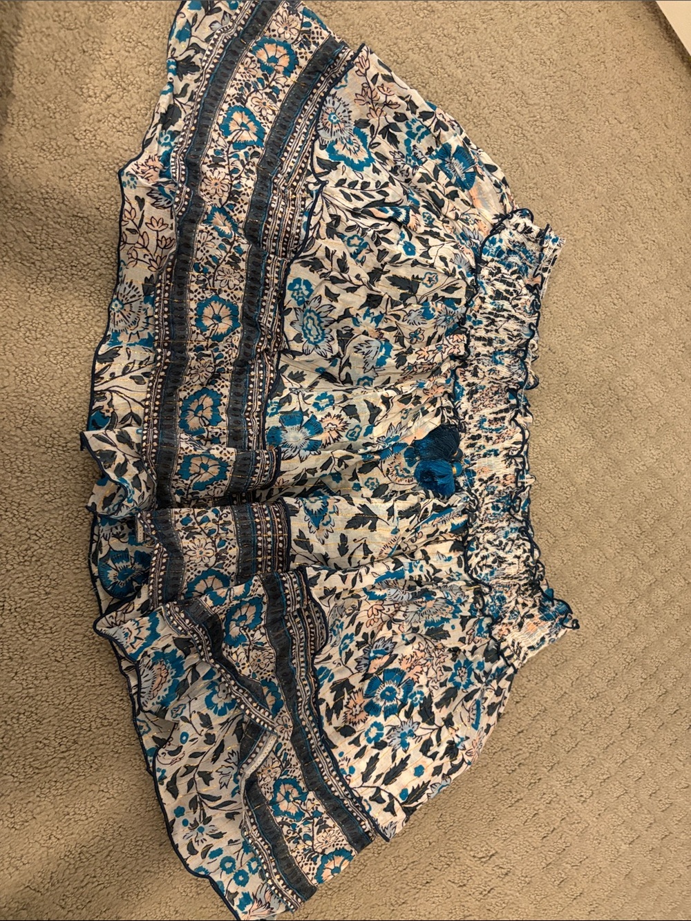Poupette St. Barth Blue and White Floral Mini Skirt